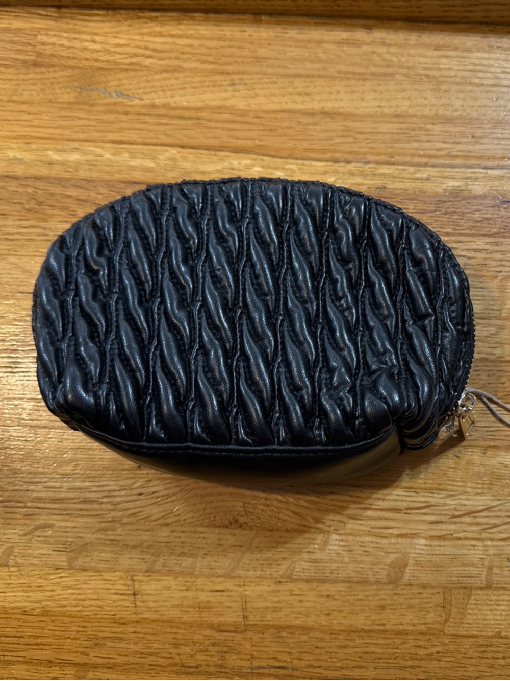 a new day Black Quilted Ruched Cosmetic Pouch 6”Hx8”L